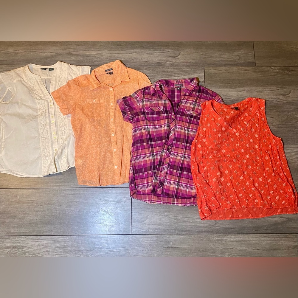 EUC Eddie Bauer Size Large Natural Fibers Warm Weather Lightweight Tops Bundle - Picture 1 of 13
